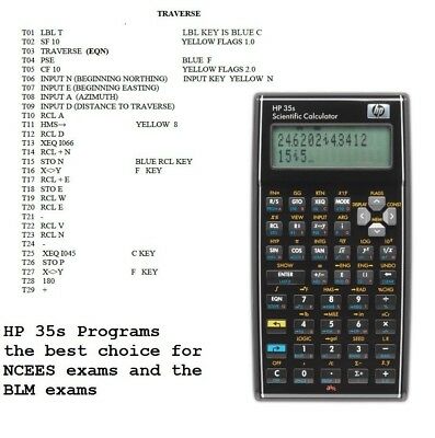 Surveying Programs for HP 33 HP35 Hp48G  HP49  HP48GII HP50 HP50G Calculators
