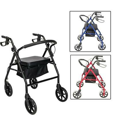 Heavy Duty Extra Wide Bariatric Rollator Rolling Walker with Padded Seat