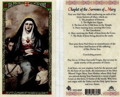 Chaplet of the Seven Sorrows of Mary Laminated Prayer Card Catholic Meditation